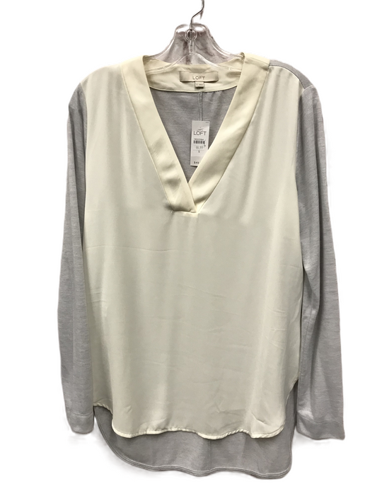 Grey & White Top Long Sleeve By Loft, Size: S