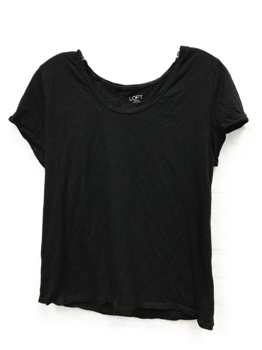 Black Top Short Sleeve Basic By Loft, Size: L