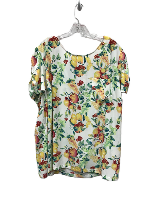 White & Yellow Top Short Sleeve By Lc Lauren Conrad, Size: 4x