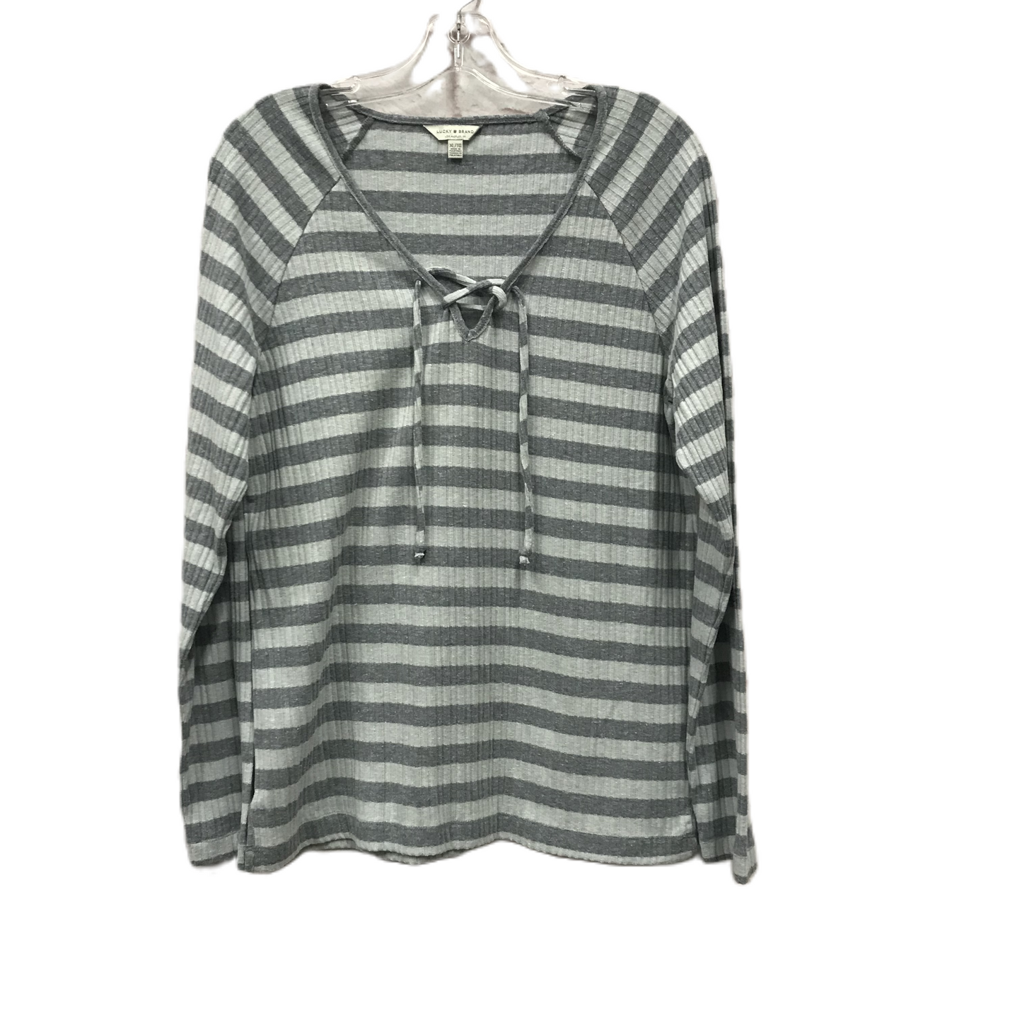 Grey Top Long Sleeve By Lucky Brand, Size: Xl