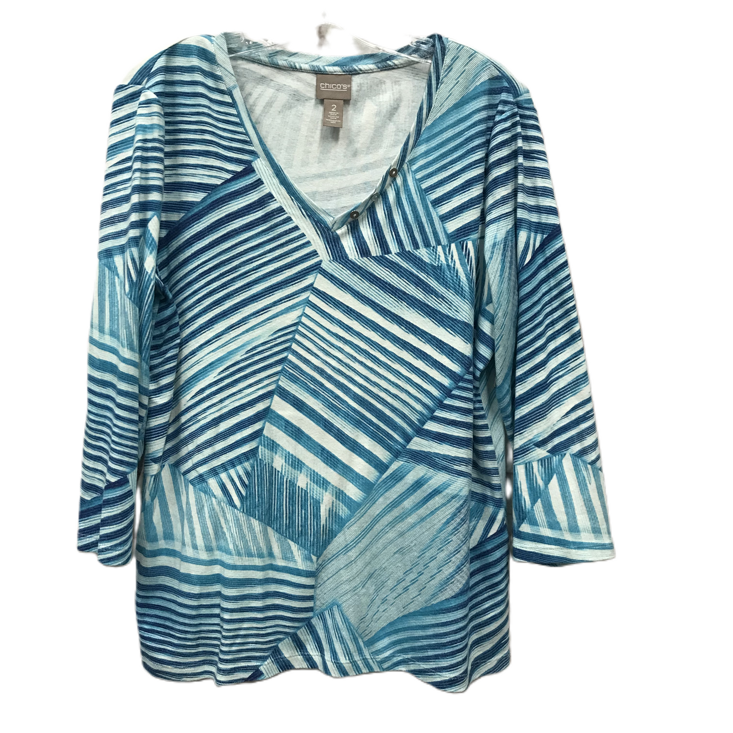 Blue Top Long Sleeve Basic By Chicos, Size: L