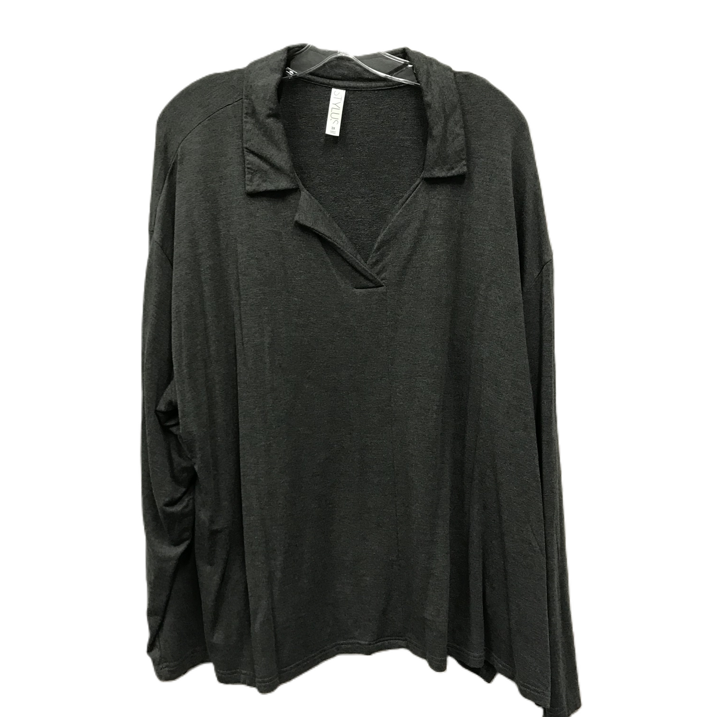 Grey Top Long Sleeve By Stylus, Size: 2x