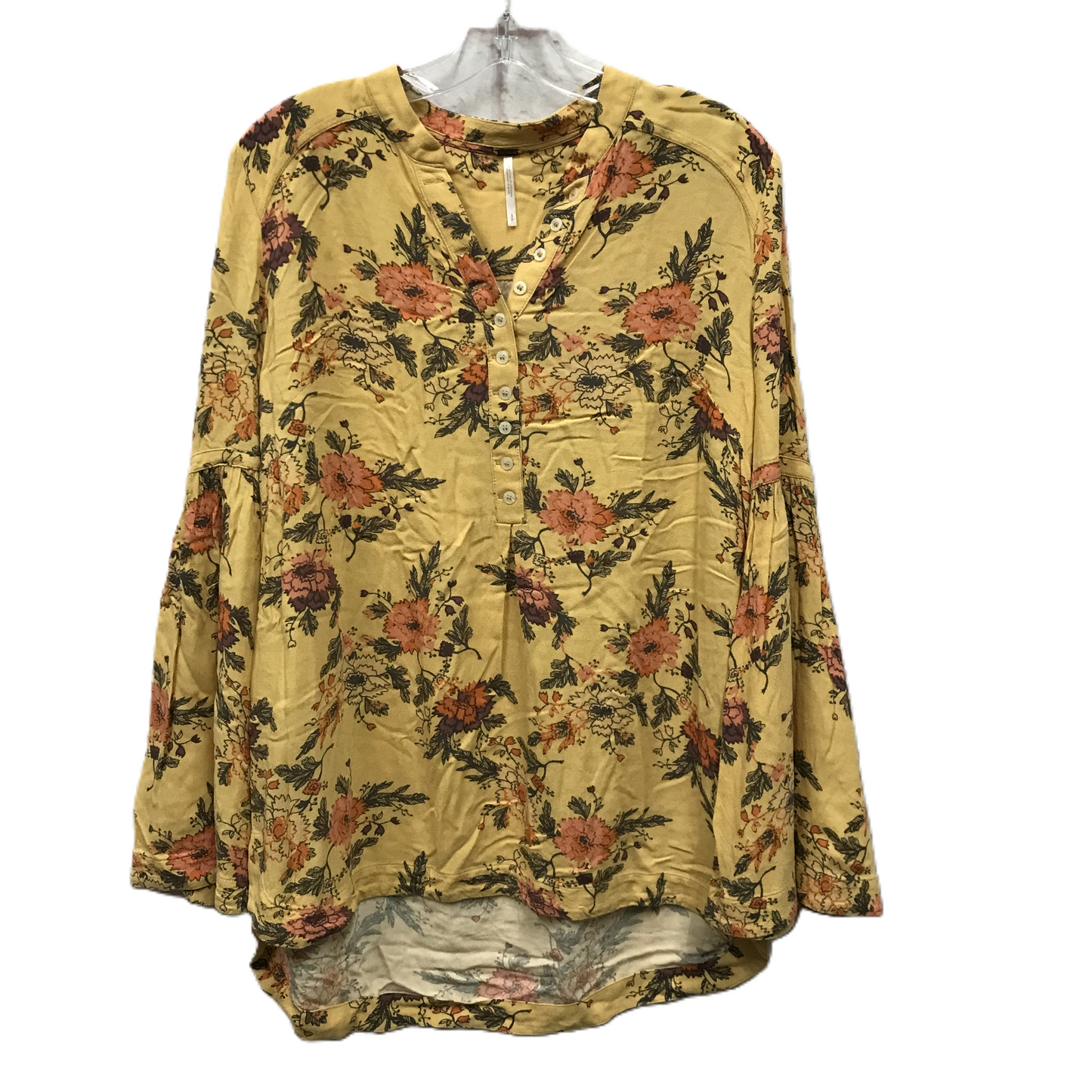 Top Long Sleeve By Free People In Yellow, Size: S