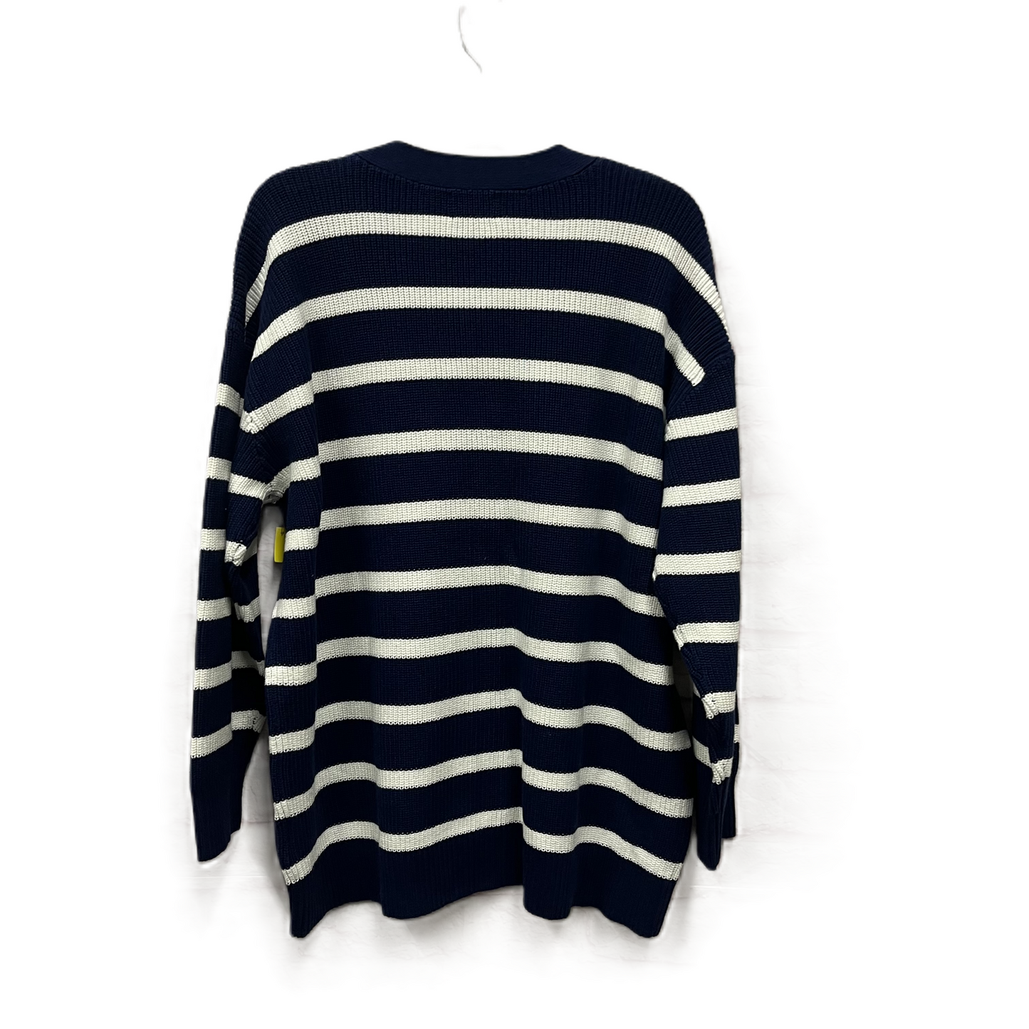 Sweater Cardigan By Lands End In Blue & White, Size: 1x