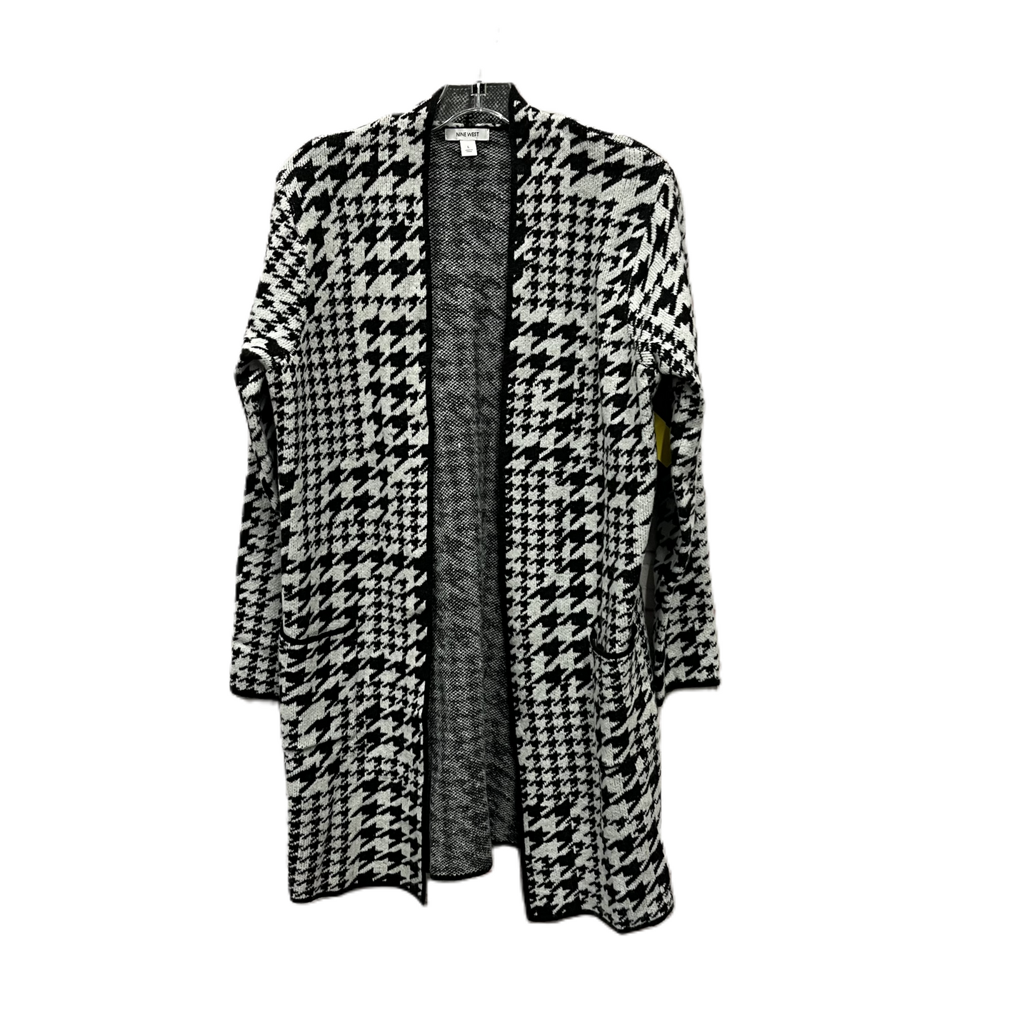 Sweater Cardigan By Nine West In Black & White, Size: L