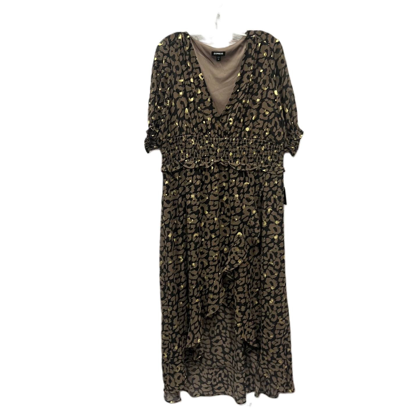 Dress Casual Maxi By Express In Brown, Size: Xl