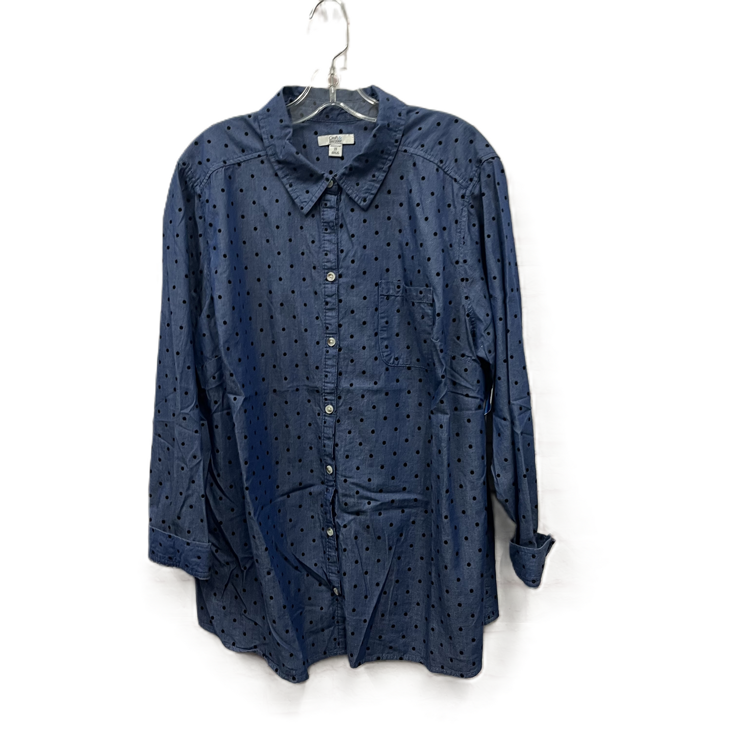 Top Long Sleeve By Croft And Barrow In Blue, Size: 2x