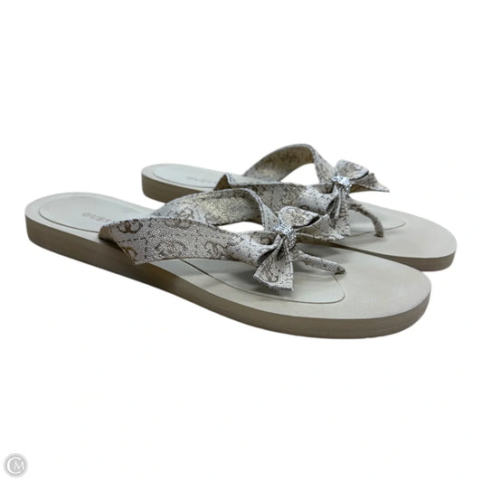 Sandals Flip Flops By Guess In Tan, Size: 10