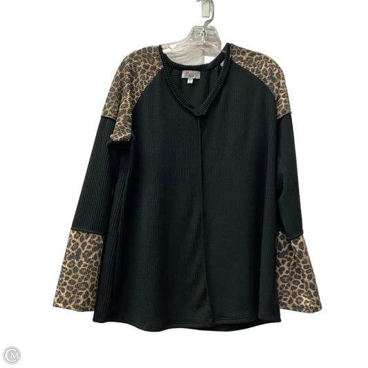 Top Long Sleeve By Moco Boutique  In Black, Size: L