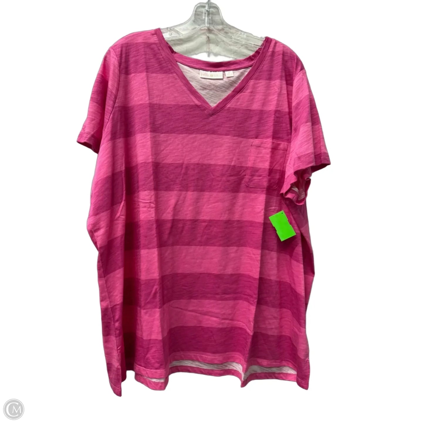 Top Short Sleeve By Belle By Kim Gravel In Pink, Size: 3x