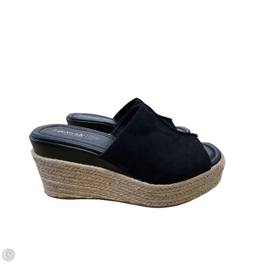 Sandals Heels Wedge By Life Stride In Black, Size: 7
