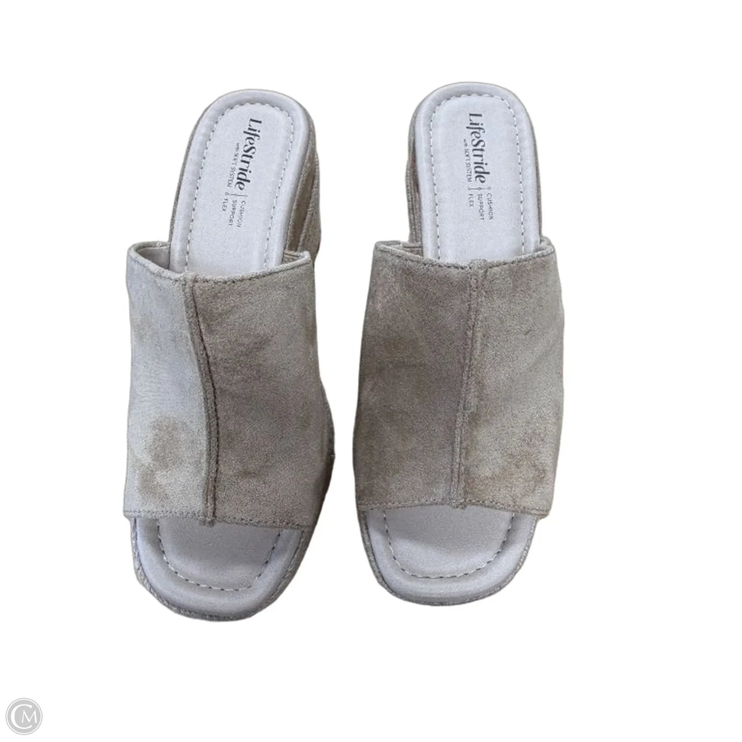 Sandals Heels Wedge By Life Stride In Tan, Size: 7