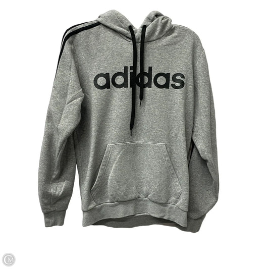 Athletic Sweatshirt Hoodie By Adidas In Grey, Size: S