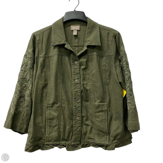 Jacket Denim By Chicos In Green, Size: Xl