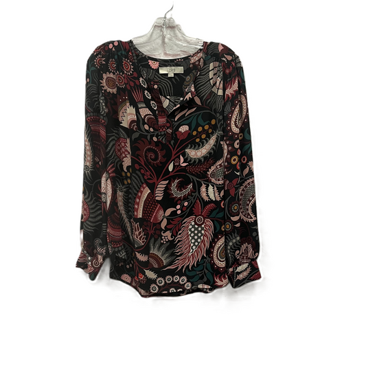 Top Long Sleeve By Loft In Black & Pink, Size: M