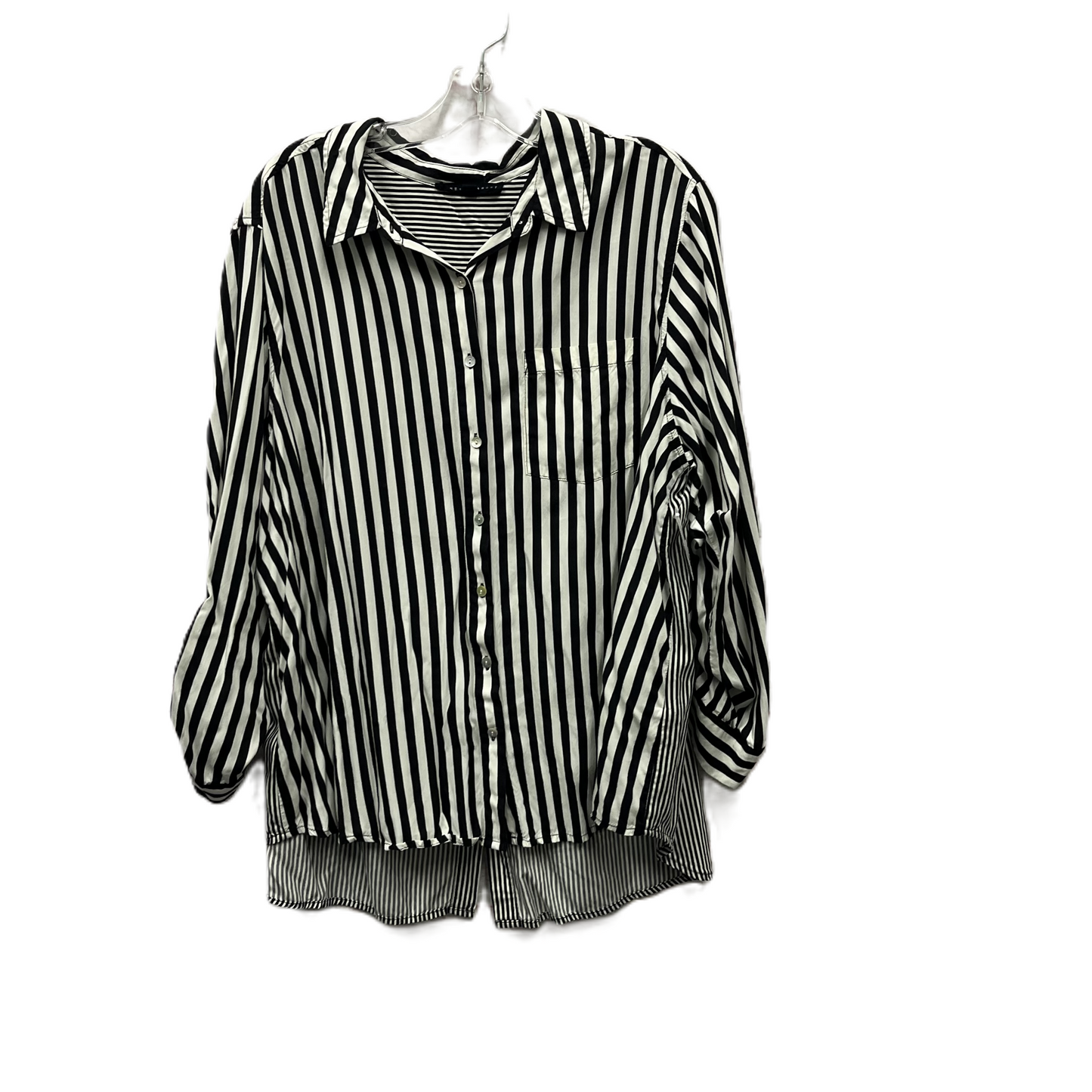 Top Long Sleeve By Jane And Delancey In Black & White, Size: 1x