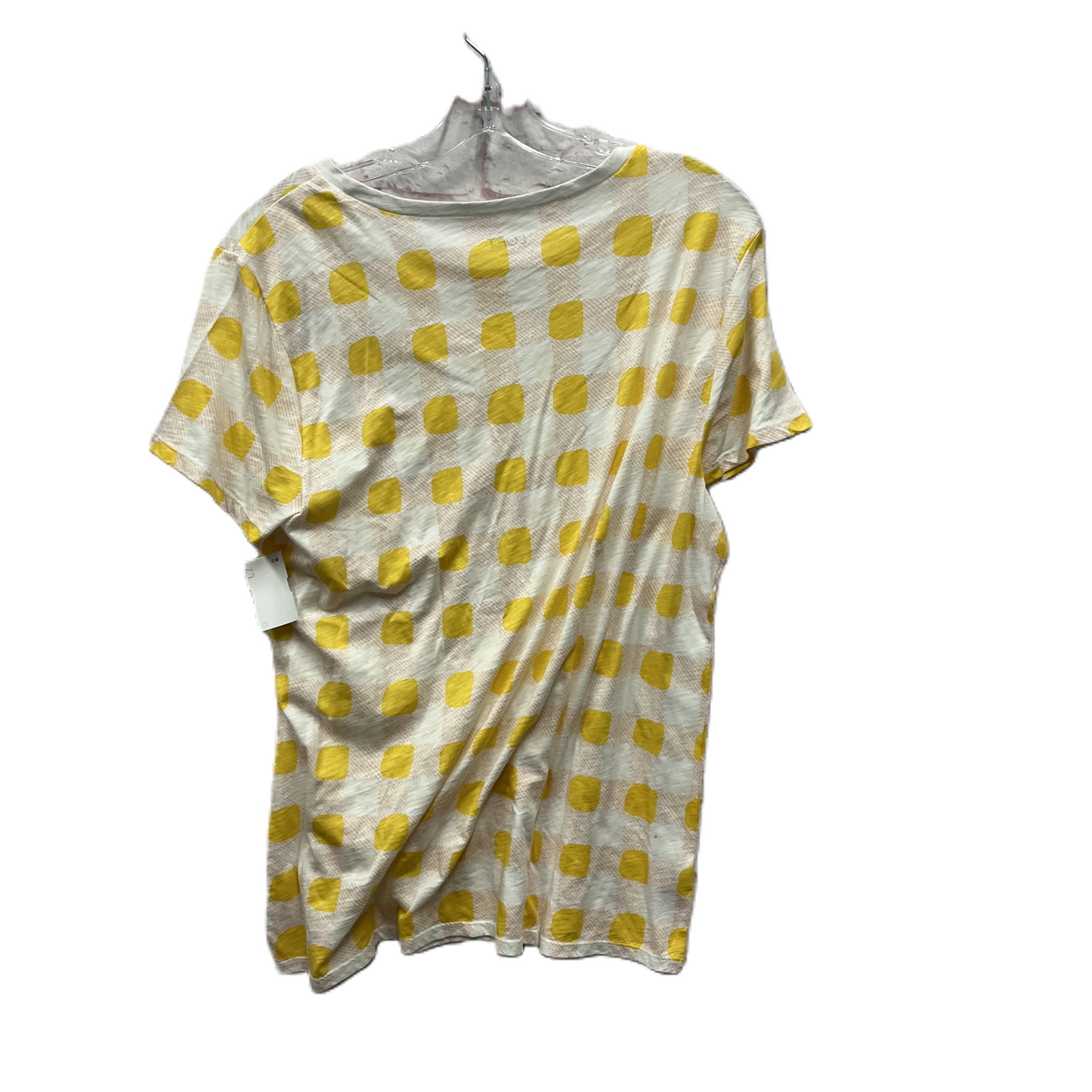 Top Short Sleeve Basic By Loft In White & Yellow, Size: L