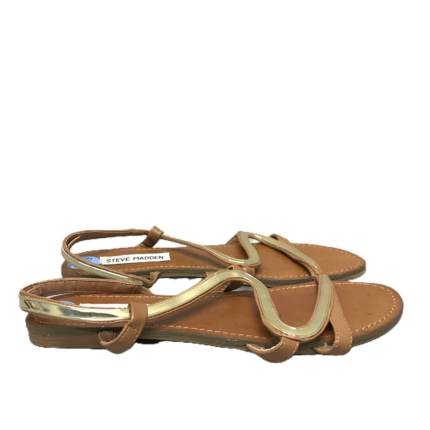 Gold Sandals Flats By Steve Madden, Size: 6