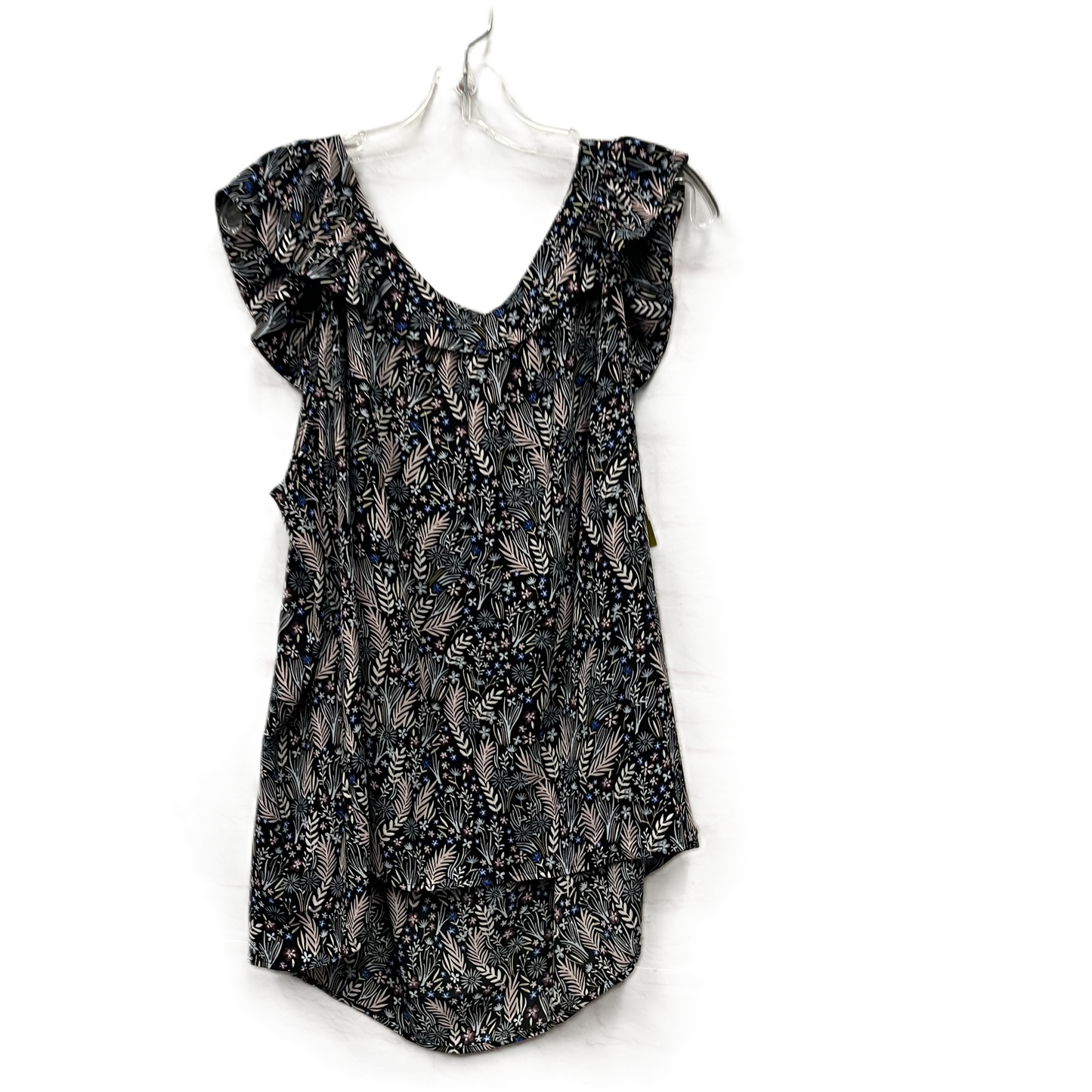 Top Short Sleeve By Loft In Black & Pink, Size: Xl