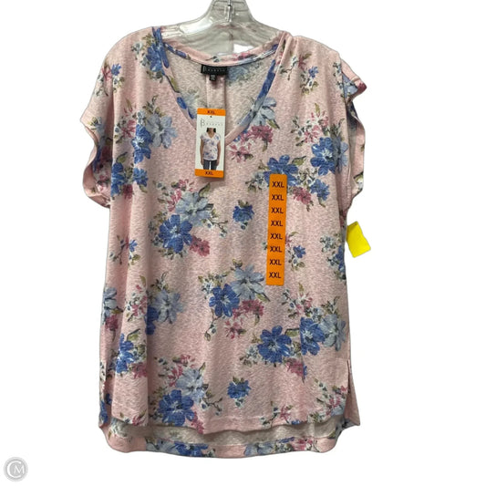 Top Short Sleeve By Bobeau In Pink, Size: Xxl