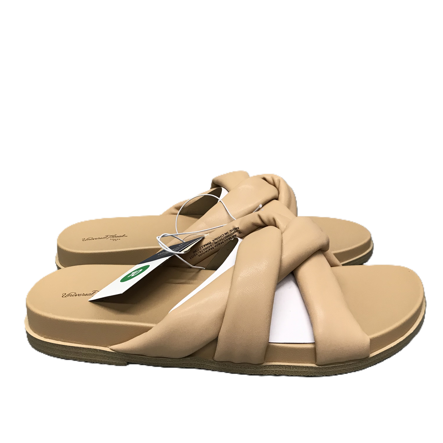 Tan Sandals Flats By Universal Thread, Size: 10