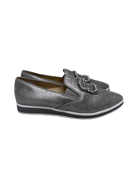 Silver Shoes Flats By Karl Lagerfeld, Size: 9