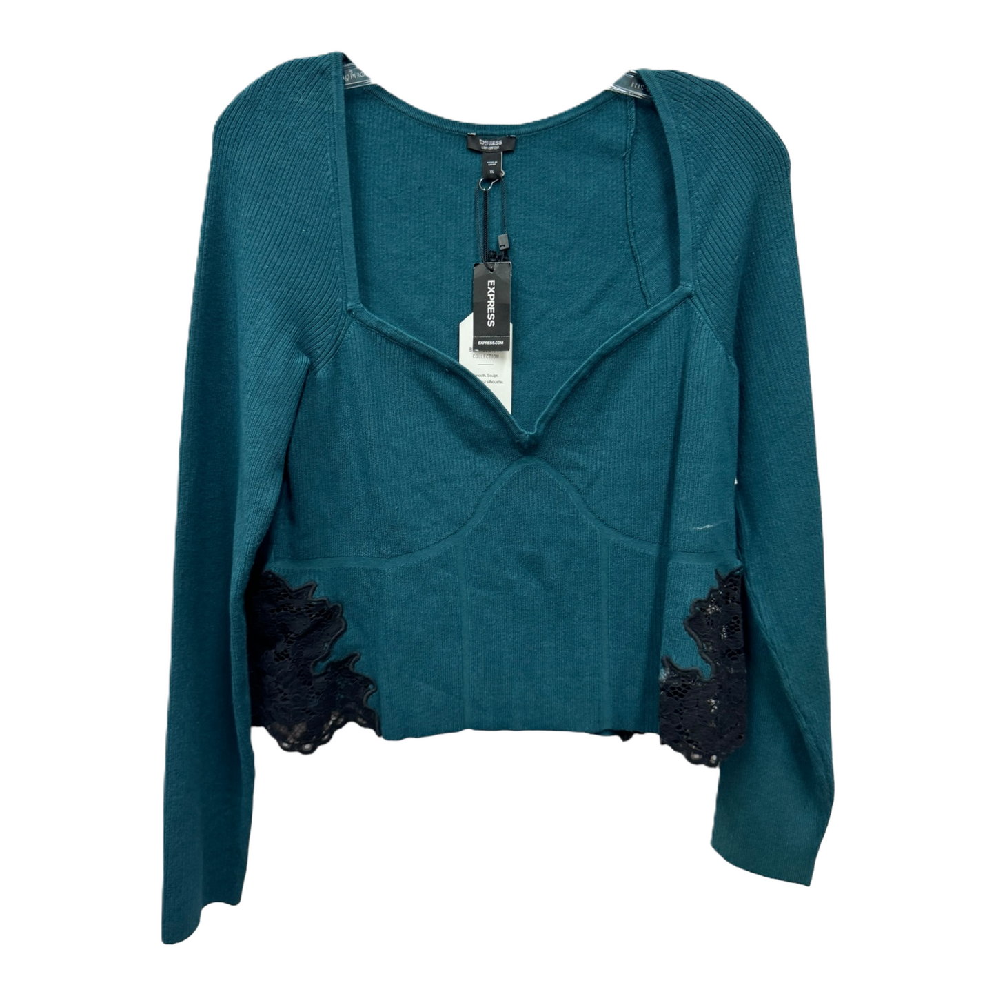 Green Top Long Sleeve By Express, Size: Xl