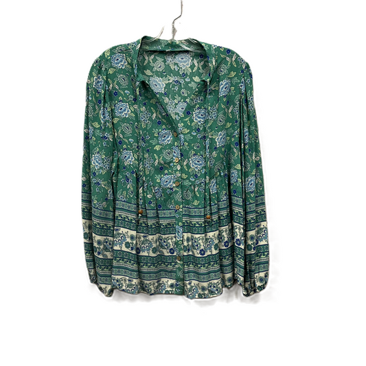 Top Long Sleeve By Cme In Green, Size: L