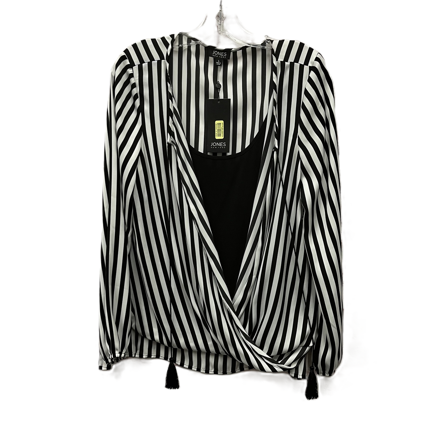 Top Long Sleeve By Jones New York In Black & White, Size: L