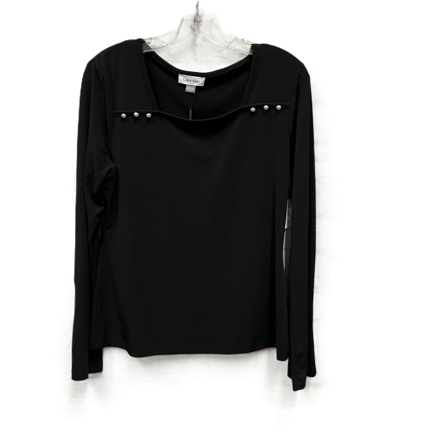 Top Long Sleeve By Calvin Klein In Black, Size: M