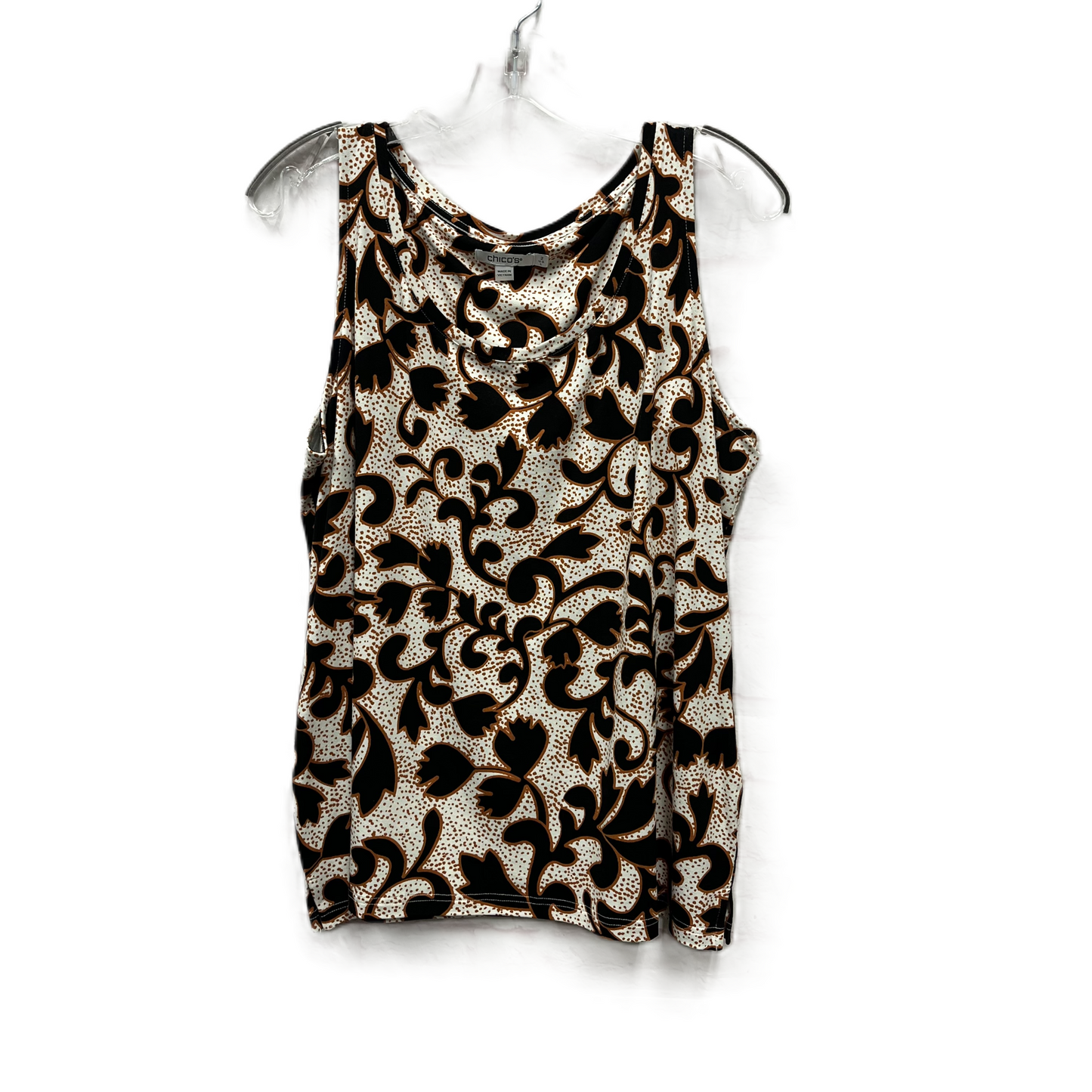 Top Sleeveless By Chicos In Black & Orange, Size: L