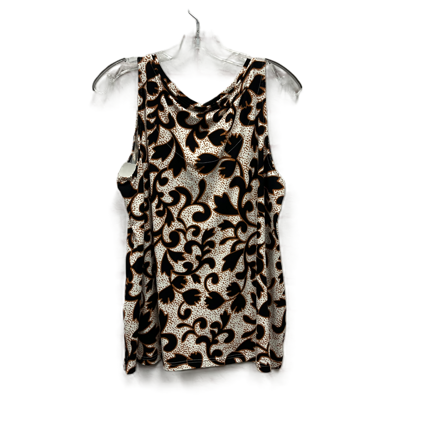 Top Sleeveless By Chicos In Black & Orange, Size: L