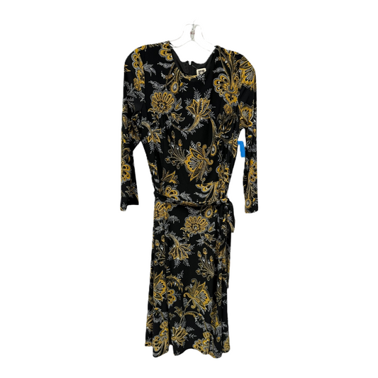 Dress Casual Midi By Anne Klein In Black & Yellow, Size: M