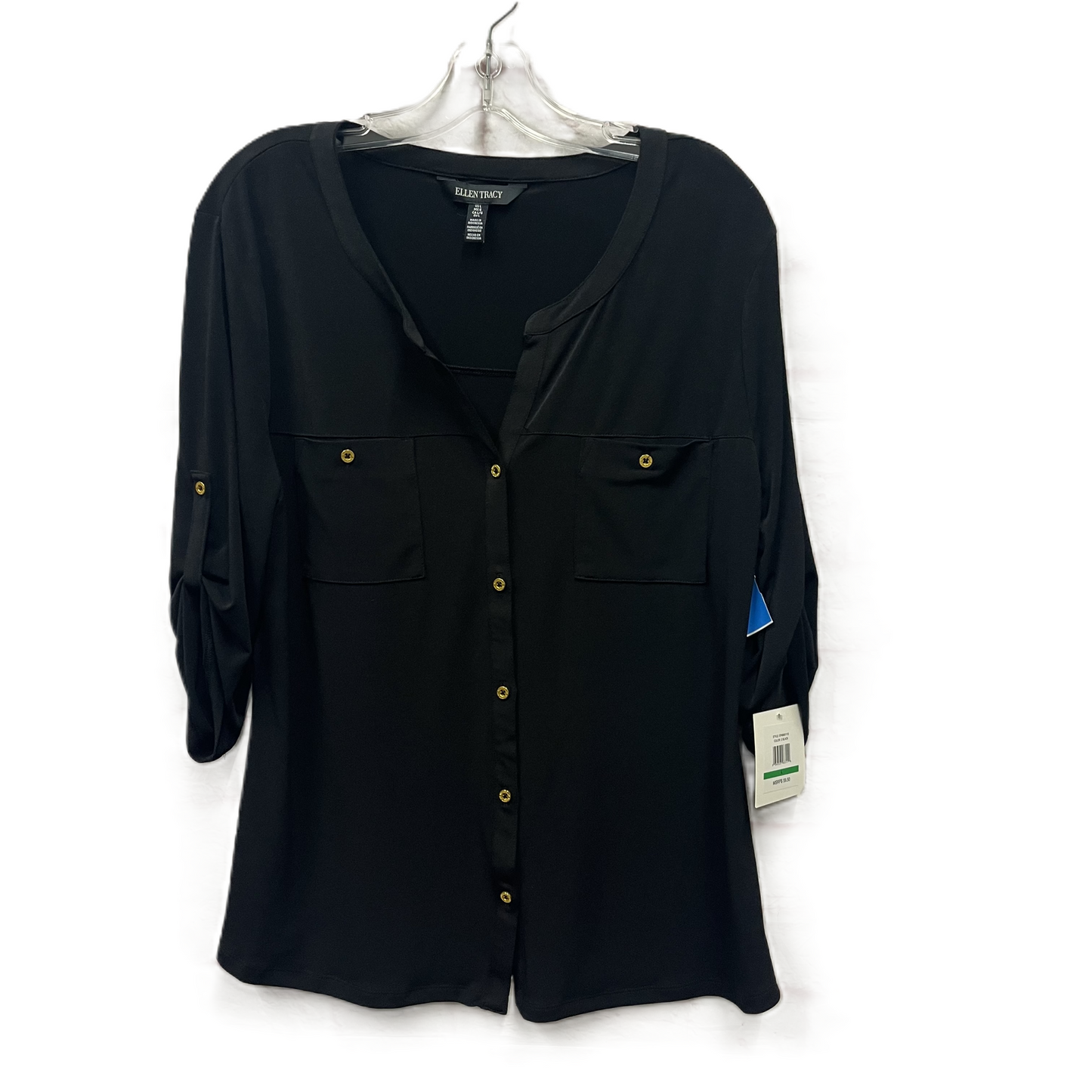 Top Short Sleeve By Ellen Tracy In Black, Size: L