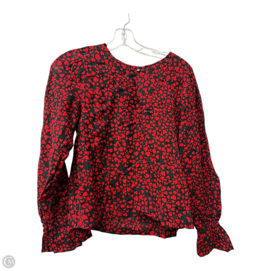 Top Long Sleeve By Loft In Black & Red, Size: S