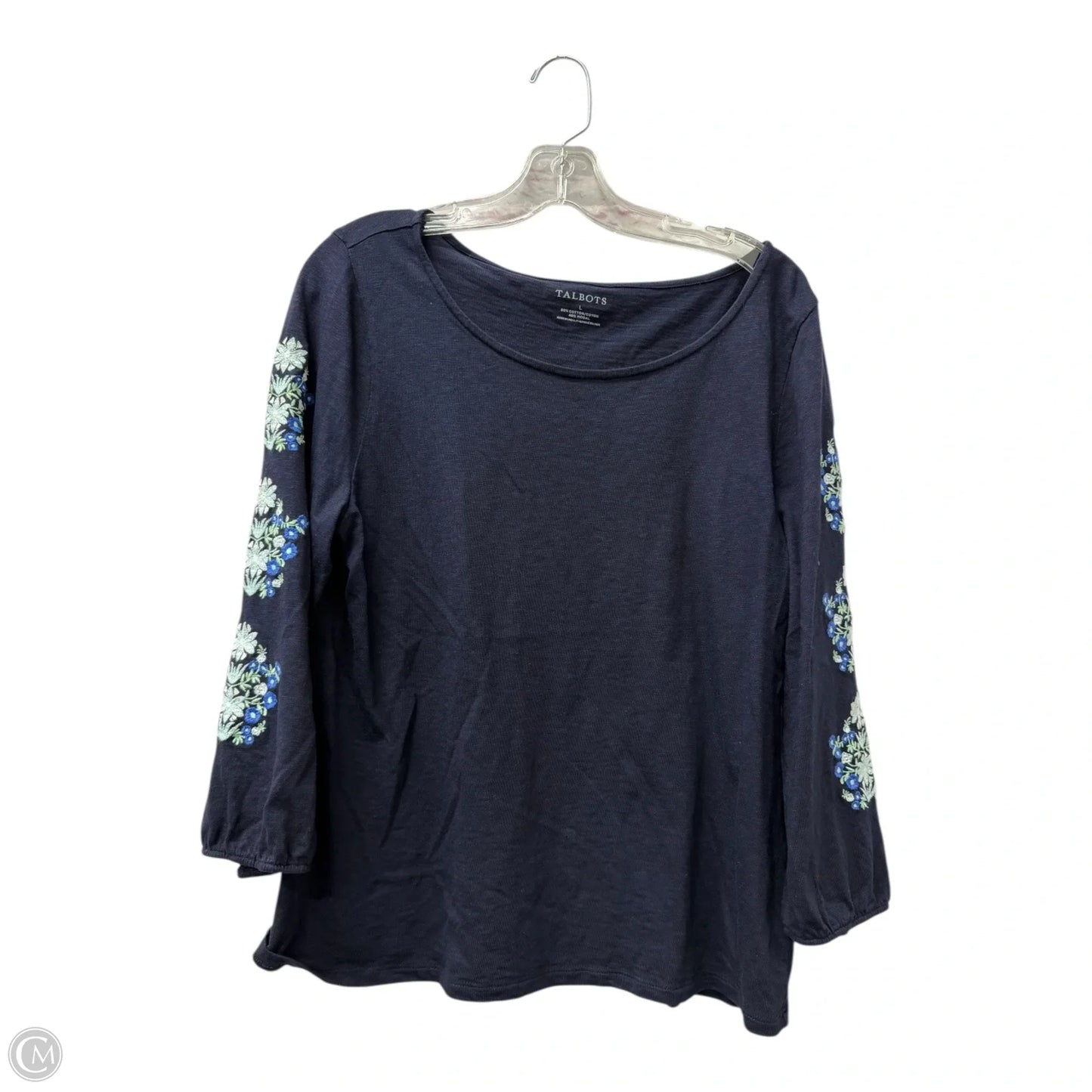 Top 3/4 Sleeve By Talbots In Navy, Size: L
