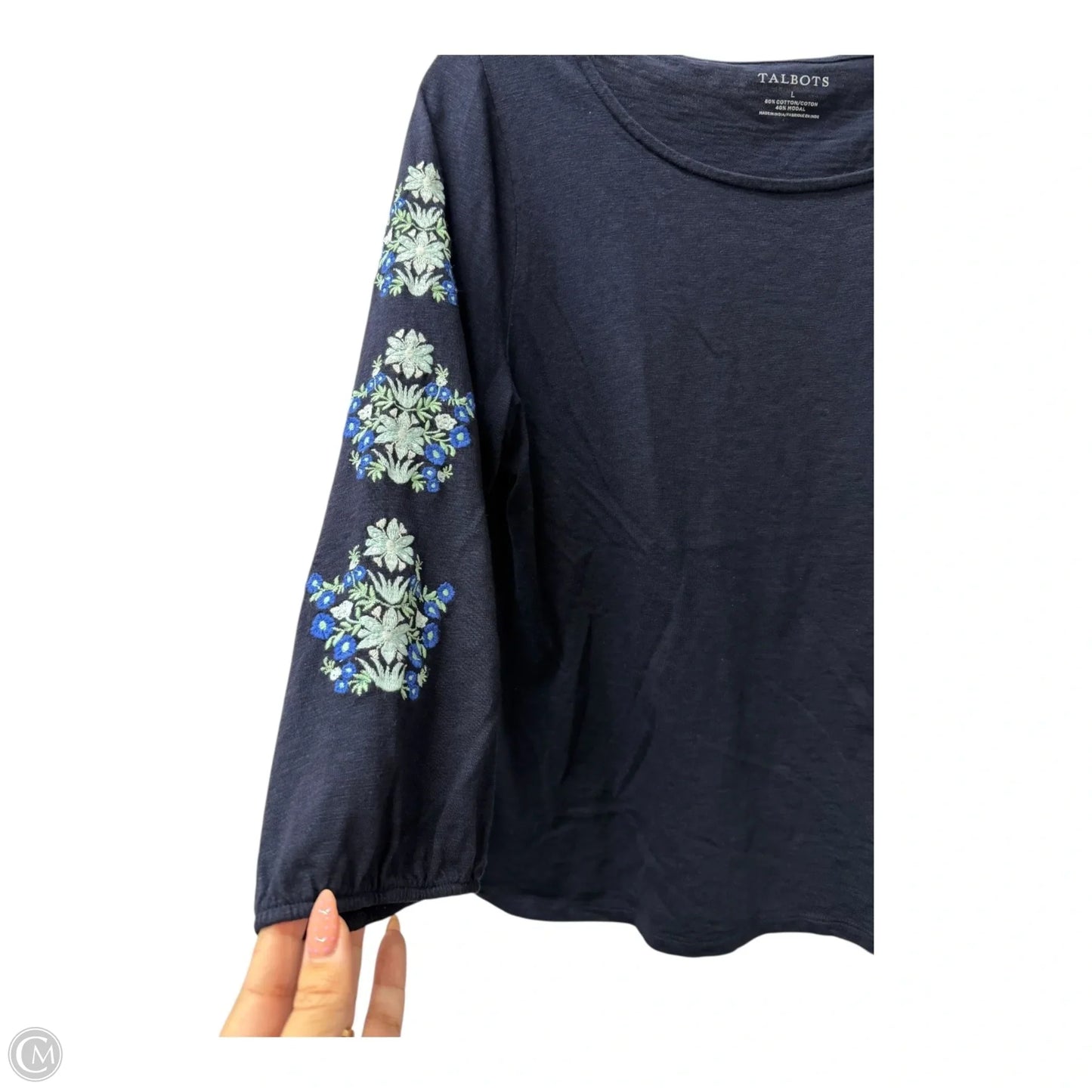 Top 3/4 Sleeve By Talbots In Navy, Size: L