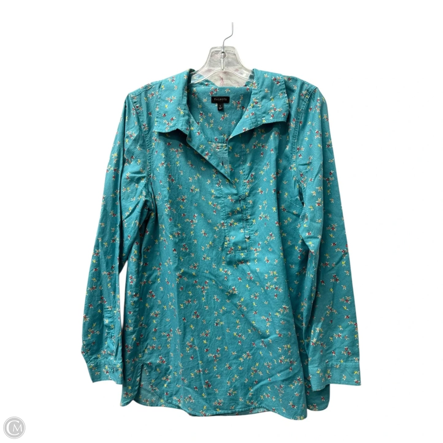 Top Long Sleeve By Talbots In Teal, Size: L