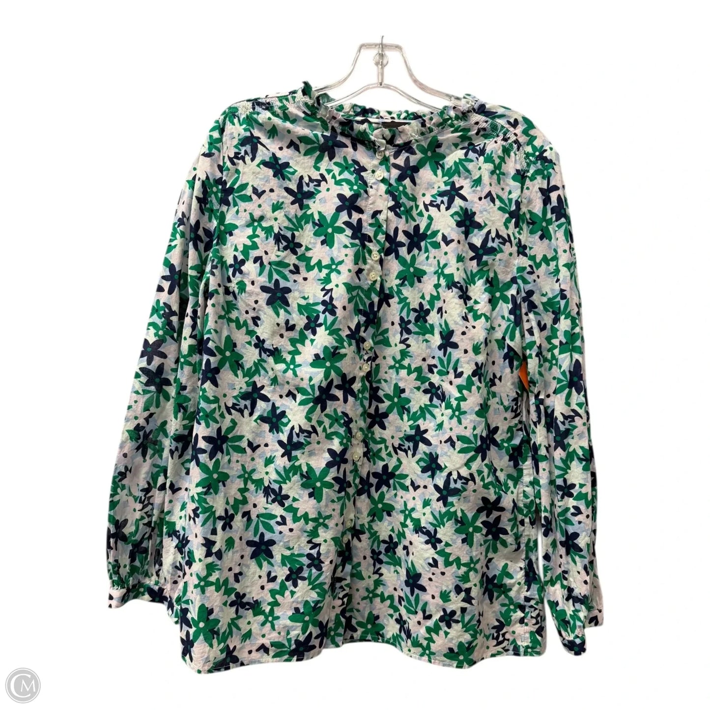 Top Long Sleeve By Talbots In Blue & Green, Size: L