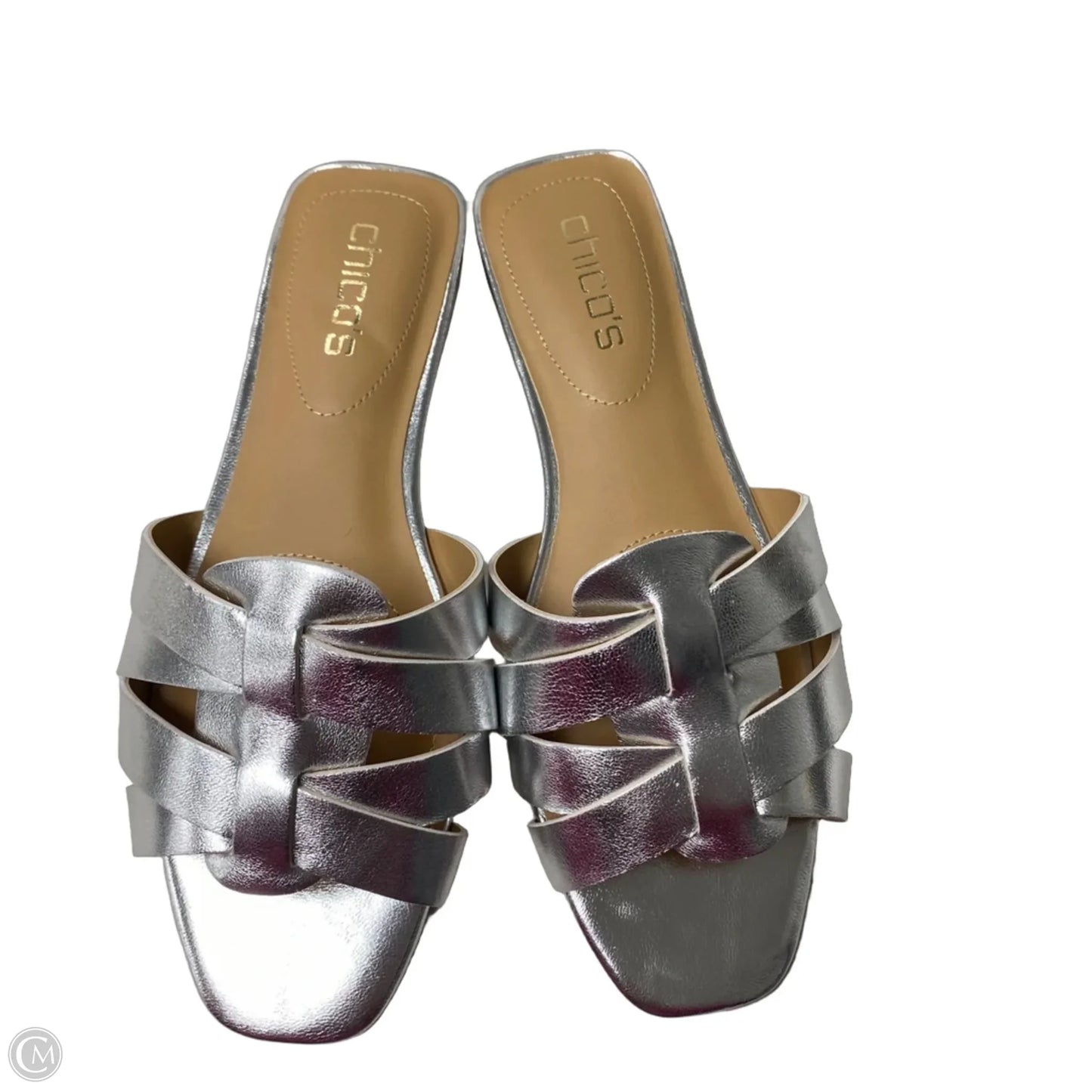 Sandals Flats By Chicos In Silver, Size: 8.5