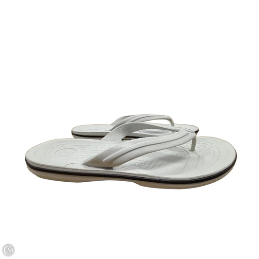 Sandals Flip Flops By Crocs In Grey, Size: 8