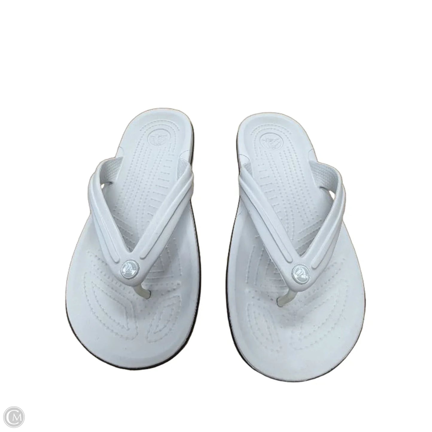 Sandals Flip Flops By Crocs In Grey, Size: 8