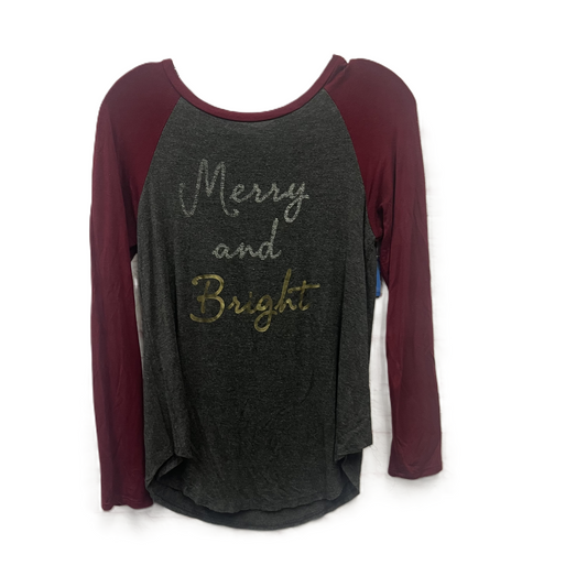 Top Long Sleeve By Enough about me In Maroon, Size: S