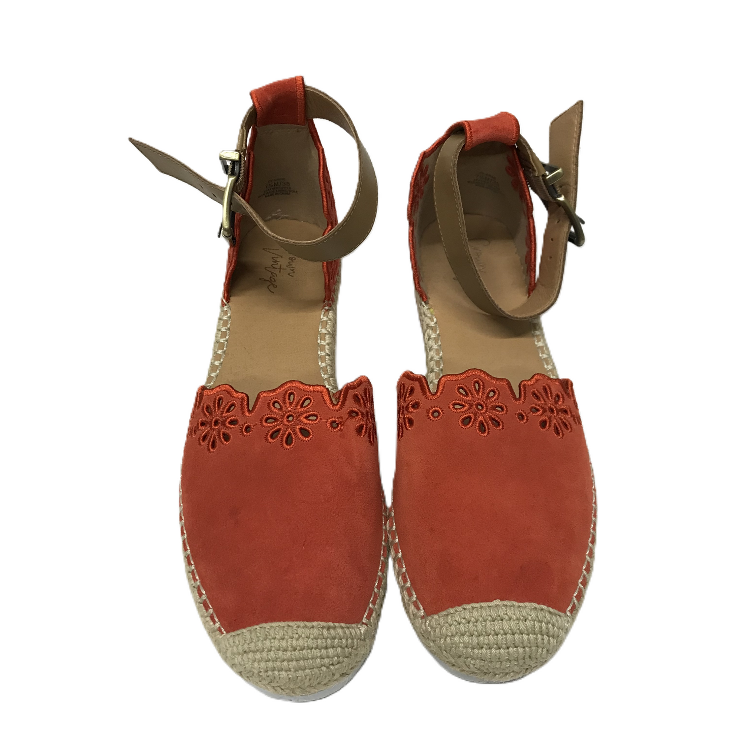 Orange Shoes Flats By Crown Vintage, Size: 7.5