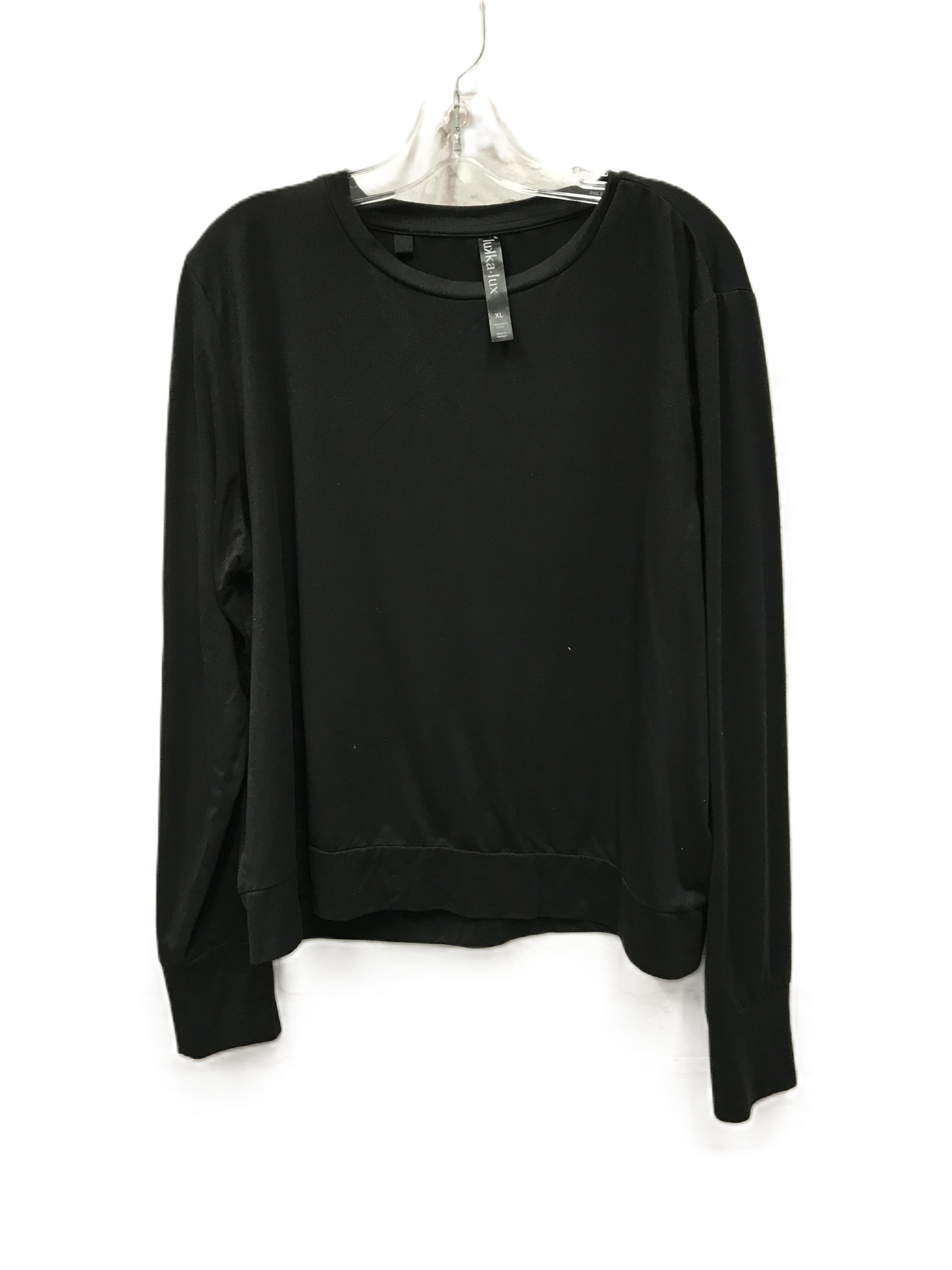 Black Athletic Top Long Sleeve Collar By Lukka, Size: Xl