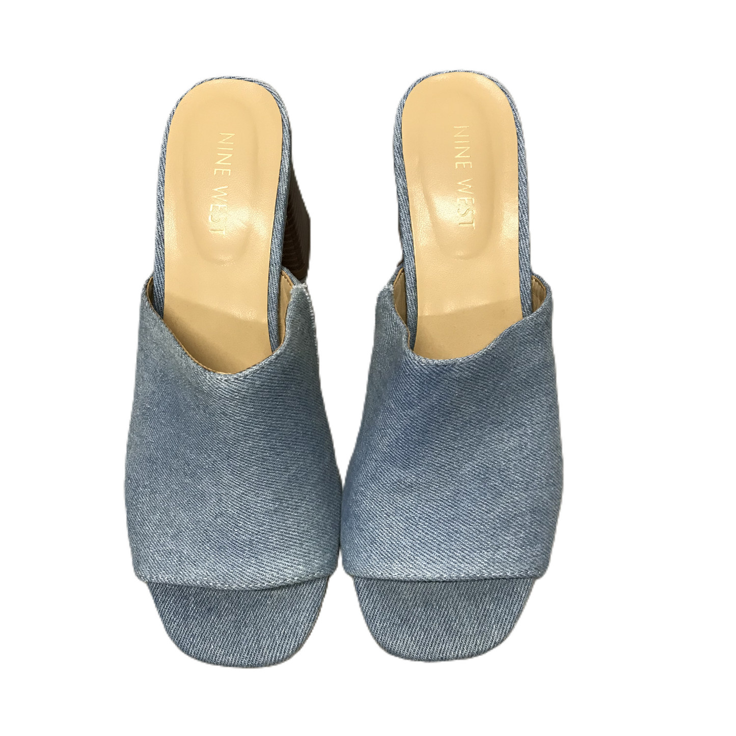 Blue Sandals Heels Block By Nine West, Size: 6.5