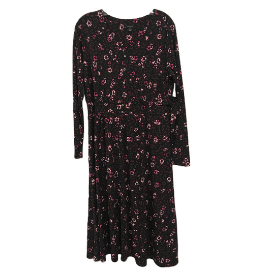 Black & Pink Dress Casual Midi By Talbots, Size: L