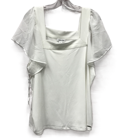 White Top Short Sleeve By Calvin Klein, Size: Xl