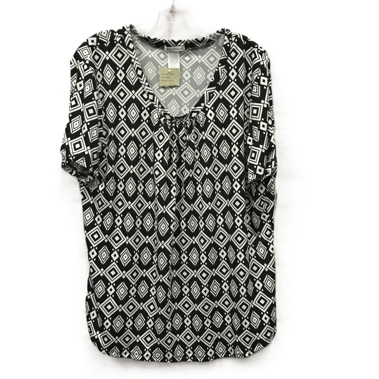 Black & White Top Short Sleeve By emily stacy, Size: 3x