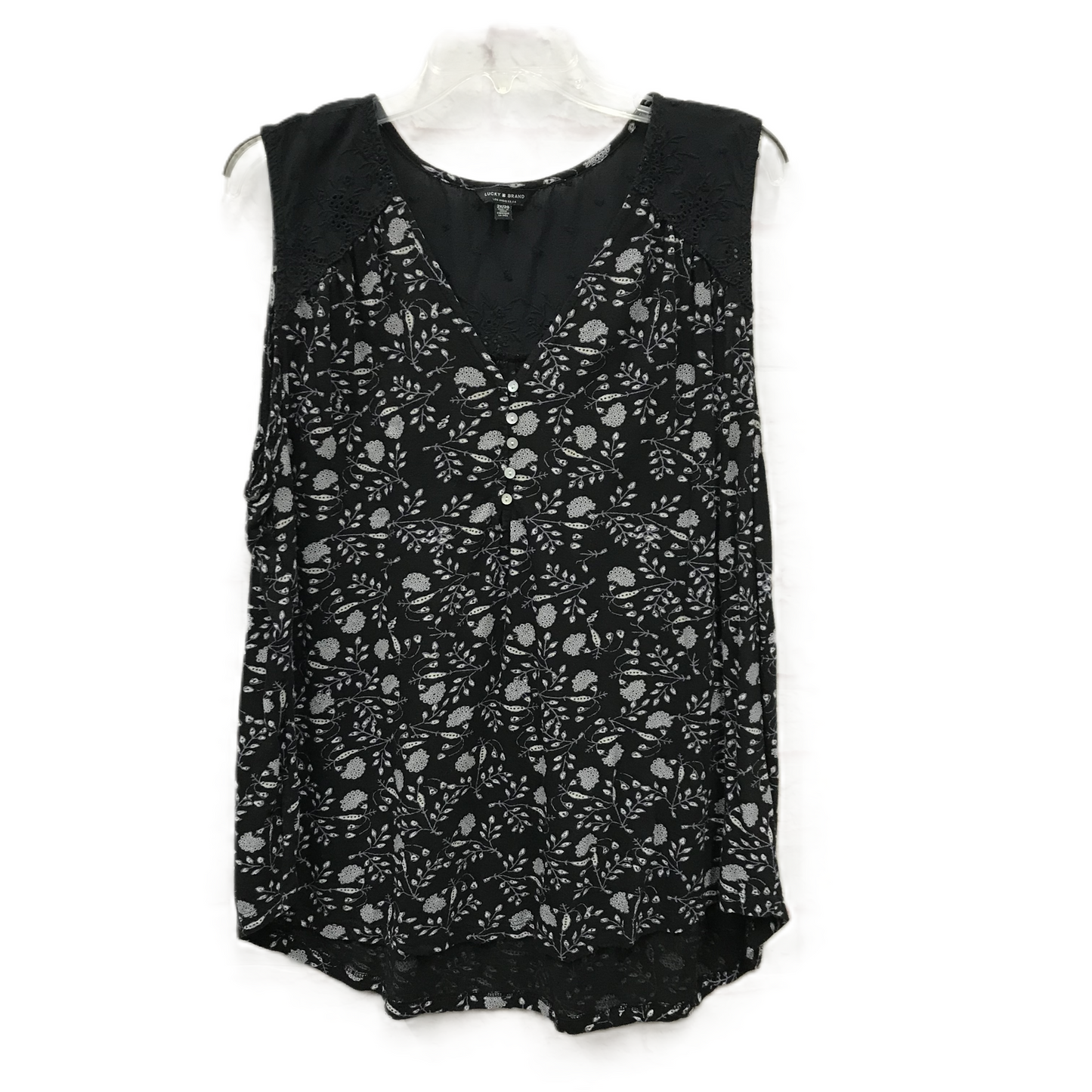 Black Top Sleeveless By Lucky Brand, Size: 2x